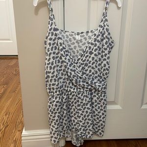 Blue and white paisley romper